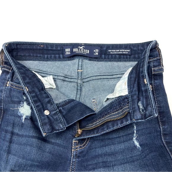 Hollister High Rise Crop Super Skinny Sz 00R Distressed Raw Hem - Picture 6 of 10